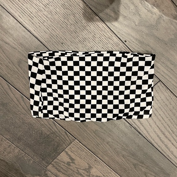 White & Black Checkered Tube Top - Picture 1 of 1